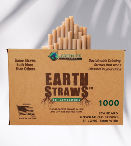 1000 count box of 8-inch long, 6mm wide compostable hemp straws